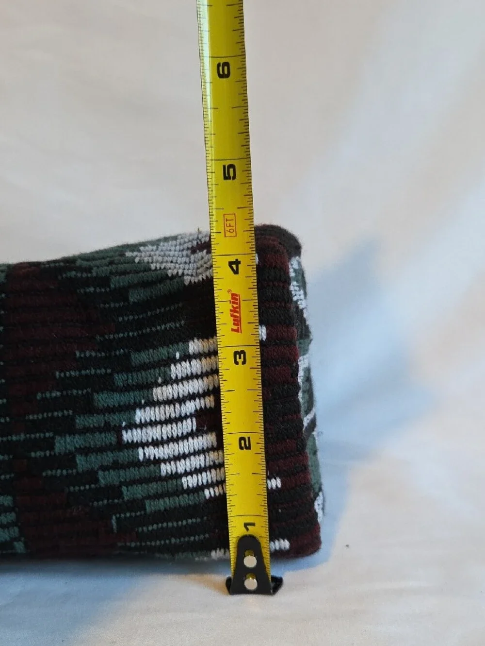 Cost Plus World Market Green, Maroon & White Woven Cosmetic Pouch